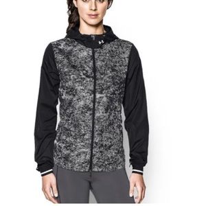 Under Armour Storm layered up Black white hooded lightweight zip windbreaker